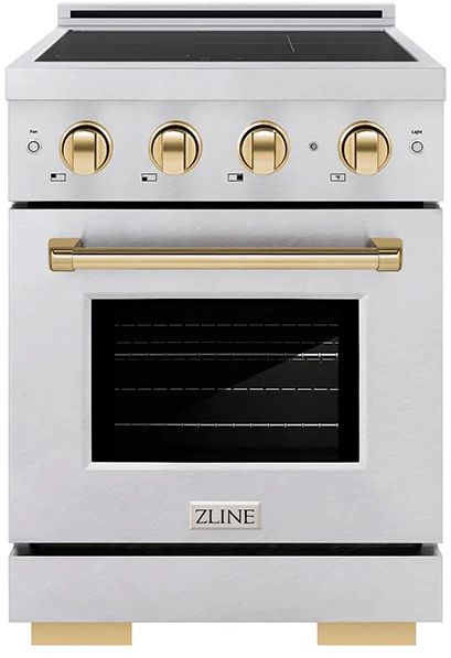 ZLINE Autograph Edition Paramount 24" Satin Stainless Steel Pro Style Induction Range with Polished Gold Accents-0