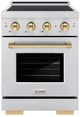 ZLINE Autograph Edition Paramount 24" Satin Stainless Steel Pro Style Induction Range with Polished Gold Accents-0