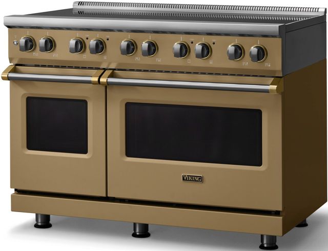 Viking® 5 Series 48" Golden Hour Pro Style Induction Range with Brushed Brass Trim-2