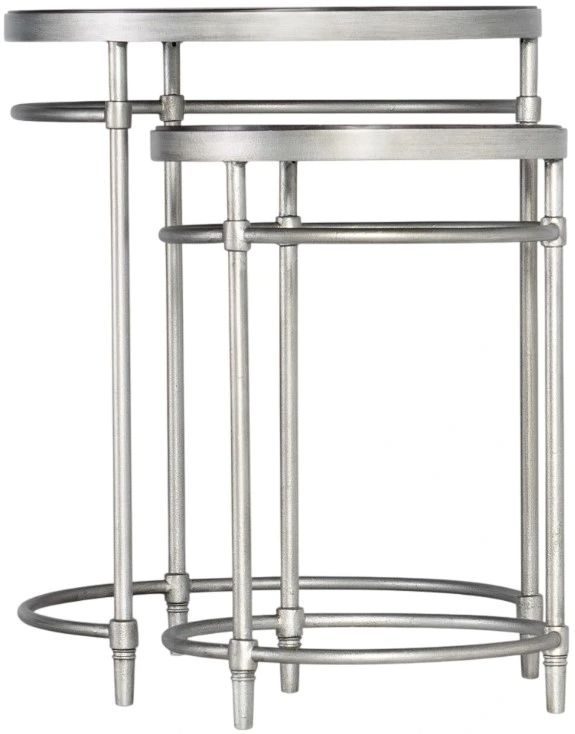 Hooker® Furniture Saint Armand 2-Piece Black Nesting Table Set with Brushed Pewter Base-0