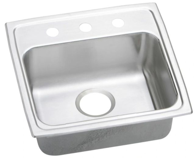 Elkay Lustertone® Classic Lustrous Satin Stainless Steel 20" x 19" x 7" 3-Hole Single Bowl Drop-in ADA Sink with Quick-clip-0