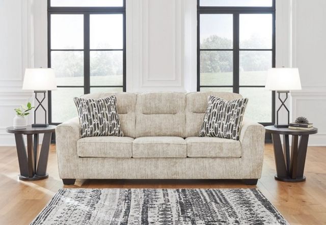 front view of the Signature Design by Ashley® Lonoke Parchment Sofa