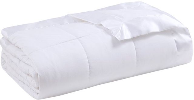 Olliix by Madison Park White All Season Hypoallergenic Microfiber Down Alternative Full/Queen Windom Blanket-0