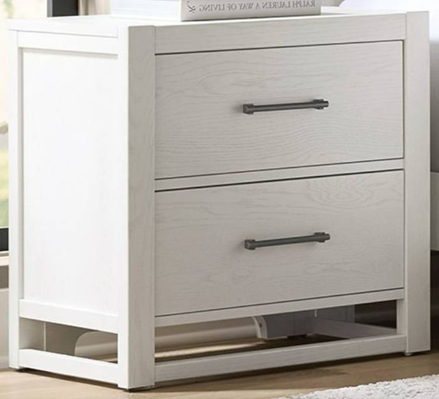 Vaughan-Bassett Lodge & Loft Soft White Oak 2-Drawer Nightstand-0