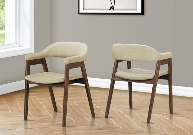 Monarch Specialties Inc. 2-Piece Sand 32" Dining Chair Set with Brown Walnut Frame-1