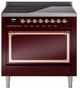 Ilve® Nostalgie II Noblesse 36'' Burgundy Pro Style Induction Range with Copper Trim-0