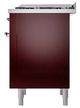 Ilve® Nostalgie II Noblesse 36'' Burgundy Pro Style Dual Fuel Range with Chrome Trim-3