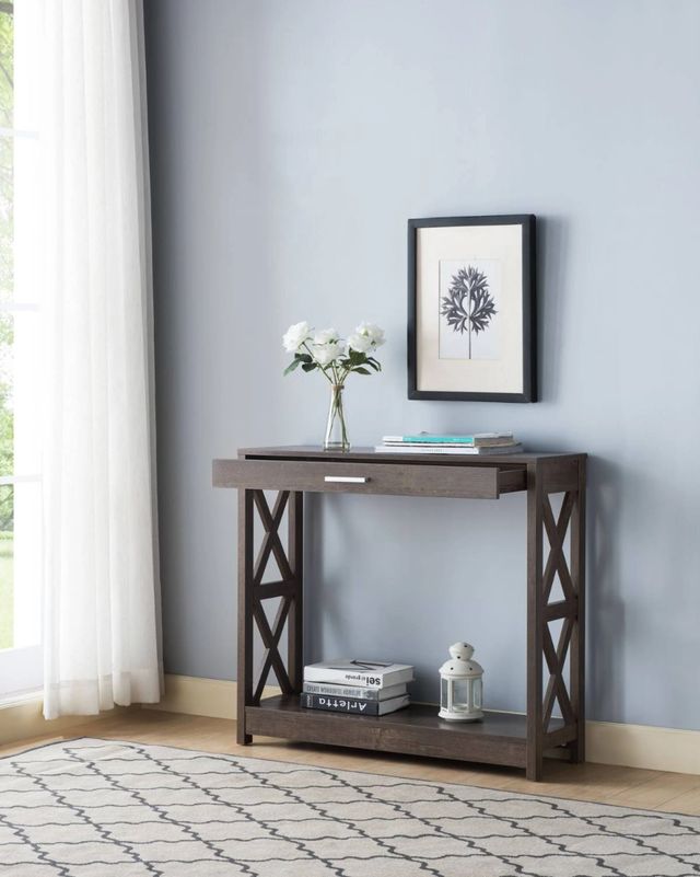 Brassex Inc. Walnut Oak Console Table-2
