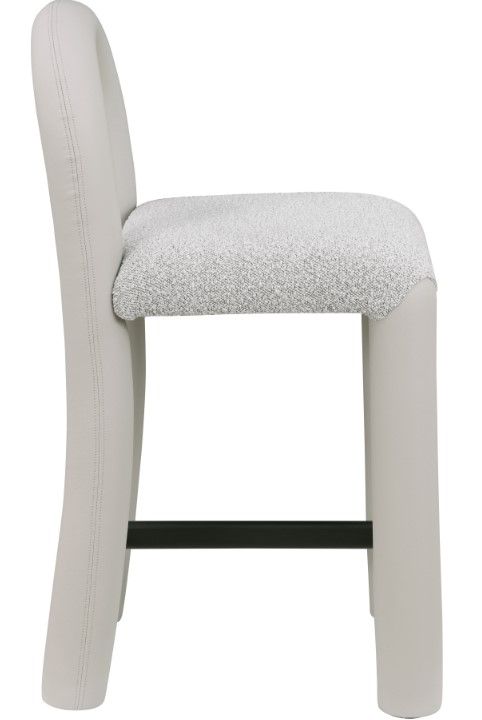Meridian Furniture Amari Cream/Taupe Leather Upholstered Counter Stool-2