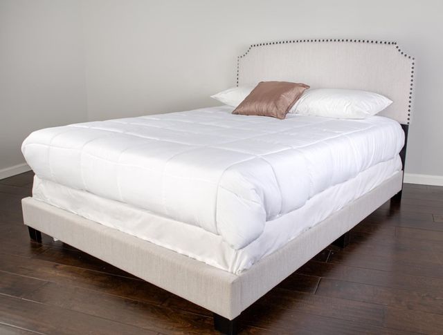 Bernards Amy Beige Upholstered King Panel Bed in a Box-1