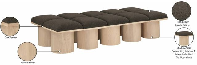 Meridian Furniture Pavilion 10-Piece Brown/Natural 78" Modular Bench Set-3