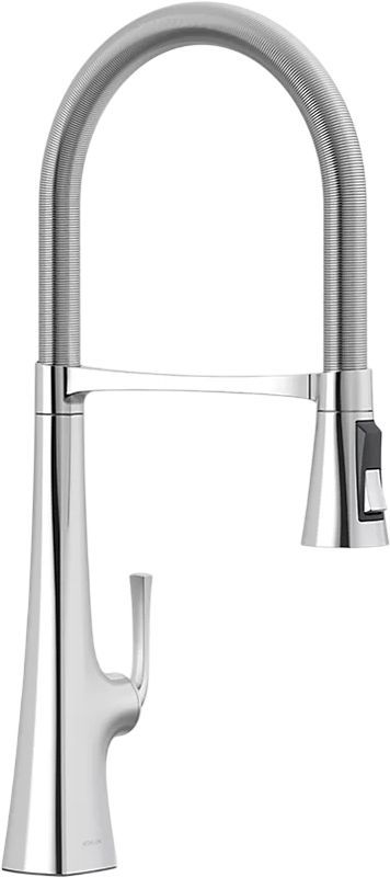 KOHLER® Graze® Polished Chrome Semi-Professional Kitchen Sink Faucet with 3-Function Sprayhead-0