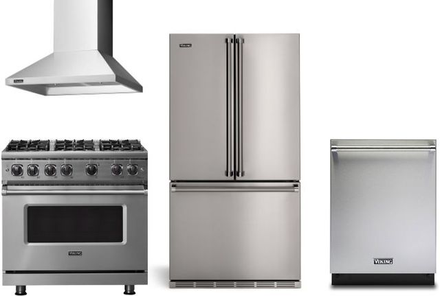 Viking® 4 Piece Stainless Steel Gas Kitchen Package-0