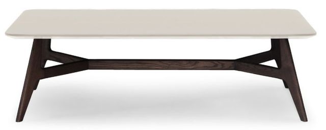 Natuzzi Editions Plettro White/Brown Ash Rectangular Coffee Table-0