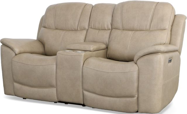 Flexsteel® Crew Pebble Power Reclining Loveseat with Console and Power Headrests and Lumbar-2