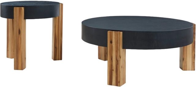Signature Design by Ashley® Breenmore 2-Piece Black Table with Natural Base Set
