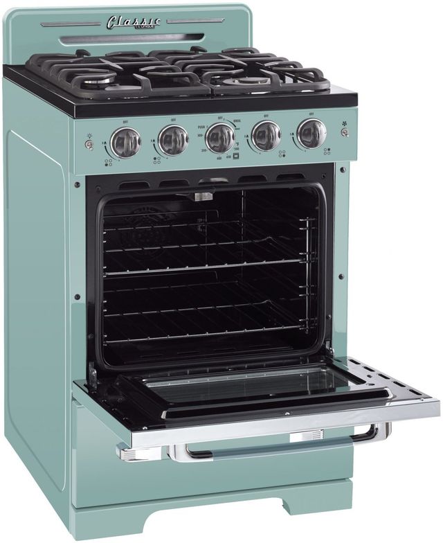 Unique® Appliances Classic Retro 24" Ocean Mist Turquoise Freestanding Gas Range-2