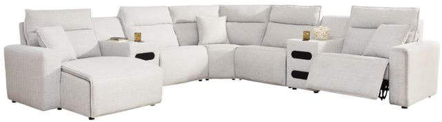 Signature Design by Ashley® ModMax II 7-Piece Stone Power Reclining Left-Arm Facing Sectional with Chaise and Audio Consoles-0