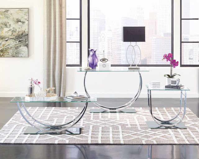 Coaster® Danville Glass Top Sofa Table with Chrome U-Shaped Base-1