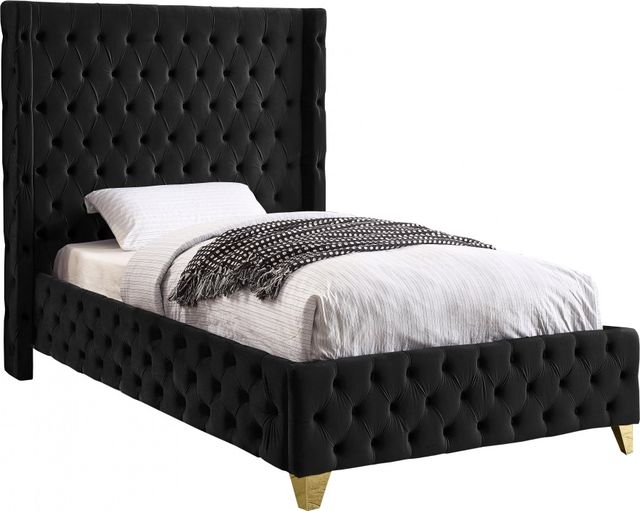 Meridian Furniture Savan Black Twin Upholstered Panel Bed-0