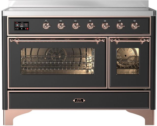 Ilve® Majestic III 48" Graphite Matte Pro Style Induction Range with Triple Glass Door and Copper Trim-0