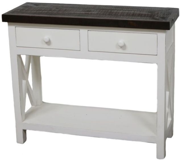 Million Dollar Rustic X Brace Brown/White Sofa Table-0