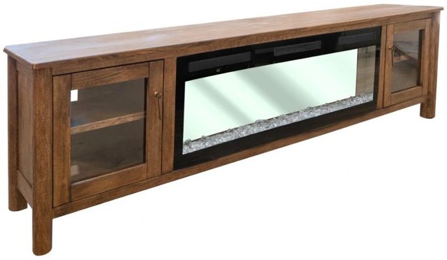 International Furniture Direct Olimpia Natural Fireplace TV Stand-0