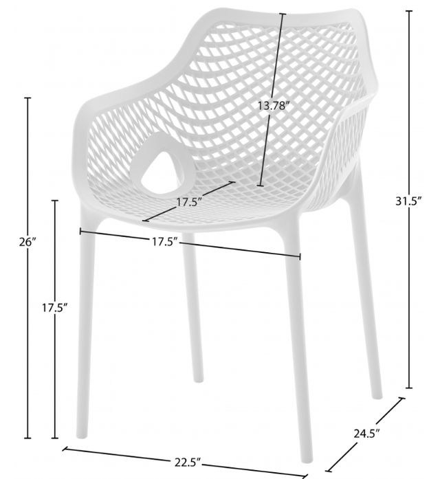 Meridian Furniture Mykonos White Plastic Outdoor Patio Dining Chair-4
