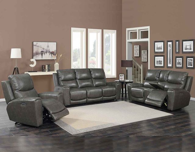 Steve Silver Co. Laurel 3-Piece Grey Dual Power Leather Motion Set-0