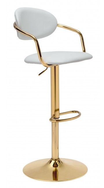 Zuo® Modern Gusto White/Gold Bar Chair-0