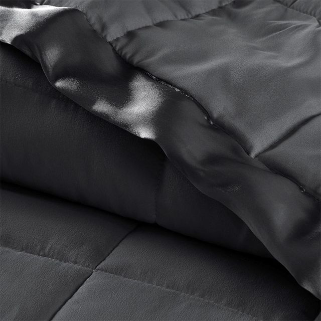 Olliix by Madison Park Charcoal All Season Hypoallergenic Microfiber Down Alternative Twin Windom Blanket-1