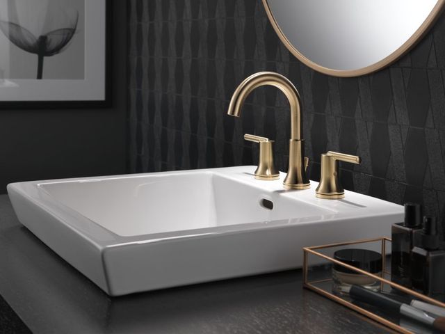Delta Trinsic® Champagne Bronze 2-Handle Lever Widespread Bathroom Faucet with Pop-Up Drain-3