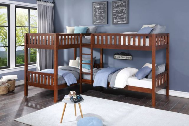 Homelegance® Rowe Dark Cherry Twin/Twin Corner Bunk Bed-1