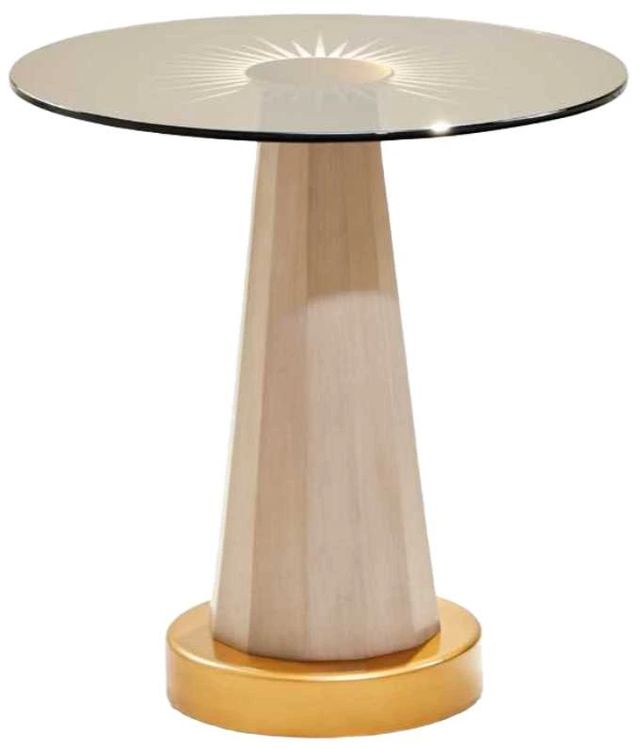 Michael Amini® St. Charles Glass Chairside Table with Bronze/Dove Gray Base-0