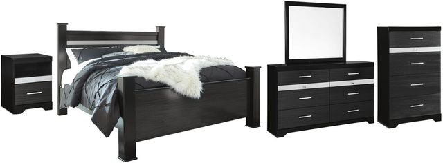 Signature Design by Ashley® Starberry 5-Piece Black King Poster Bed Set-0