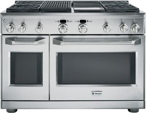 Monogram® 48" Pro Style Dual Fuel Double Oven Range-Stainless Steel-0