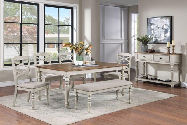 New Classic® Home Furnishings Jennifer Antique White Dining Table with Brown Top -1