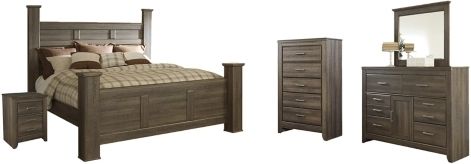 Signature Design by Ashley® Juararo 5-Piece Dark Brown King Poster Bed Set-0