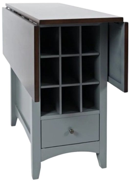 Jofran Inc. Asbury Park Autumn Brown Counter Drop Leaf Table with Gray Base-3