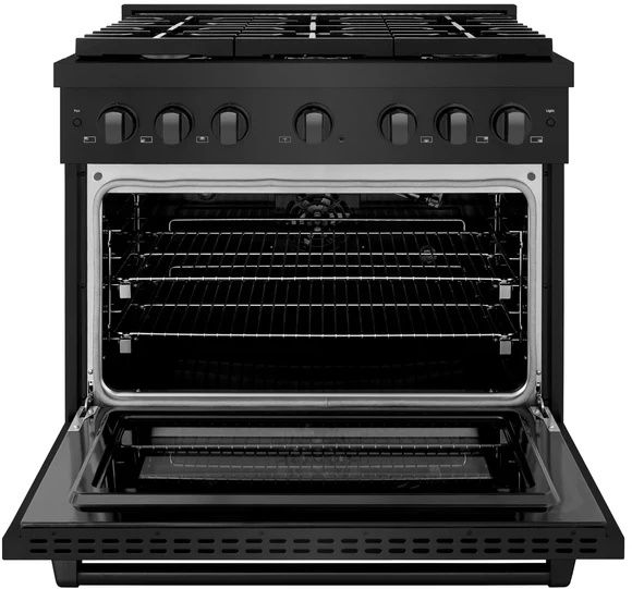 ZLINE 36" Black Stainless Steel Pro Style Gas Range-1