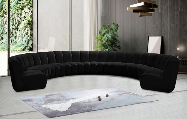 Meridian Furniture Infinity 9-Piece Black Velvet Modular Sectional-1