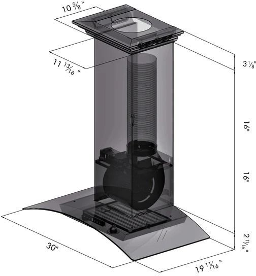ZLINE 30" Stainless Steel and Glass Convertible Vent Wall Mount Range Hood with Crown Molding-1
