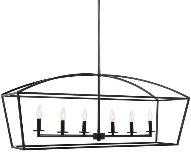 Uttermost® Brookdale Deep Weathered Bronze 6-Light Linear Chandelier-0