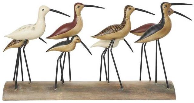 Deco Marche Brown Bird Sculpture with Log Base-1