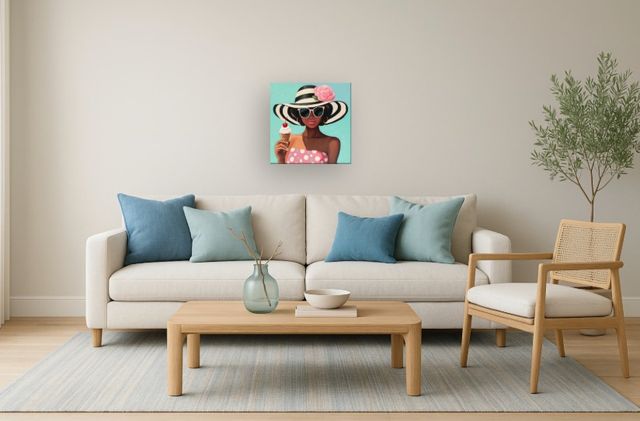 Classy Living Adventurous Ice Cream on Teal Wall Art-1