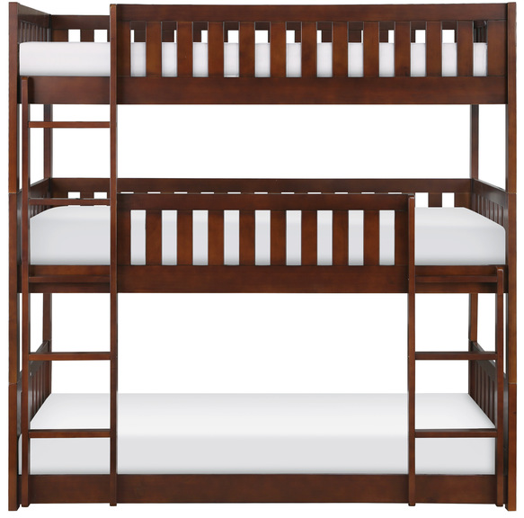 Homelegance® Rowe Dark Cherry Twin/Twin Triple Bunk Bed-2