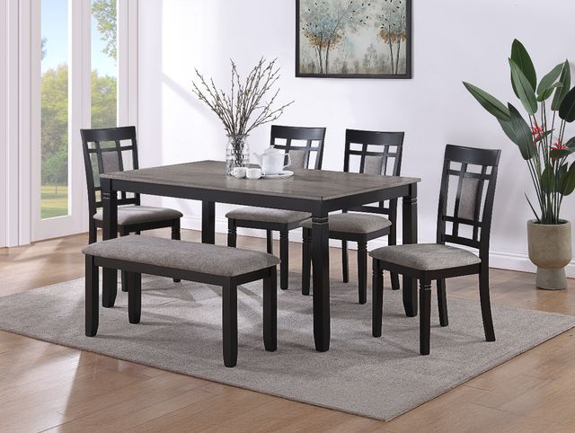 Crown Mark Paige 6-Piece Black/Light Gray Dining Set-1