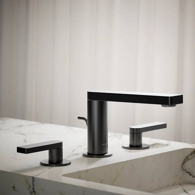 KOHLER® Composed® Matte Black Widespread Bathroom Sink Faucet with Lever Handles-3