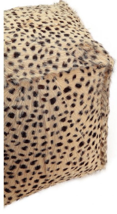 Moe's Home Collection Spotted Goat Cream Leopard Fur Pouf-2