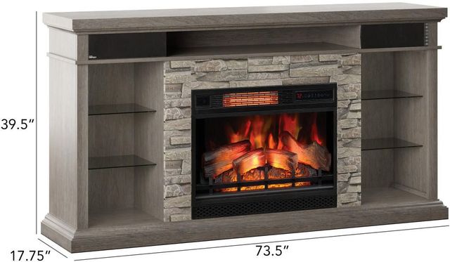 ClassicFlame® Ellistone Weathered Gray TV Stand with Electric Fireplace and Bluetooth Compatibility -2